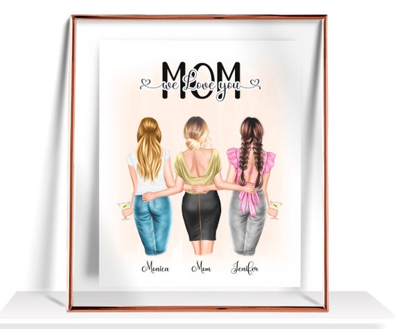 Mothers Day Gift Mother And Daughters Print Family Portrait Personalized Gift For Mom Birthday Gift Mum Gift Daughter Gift Mothers Day Print