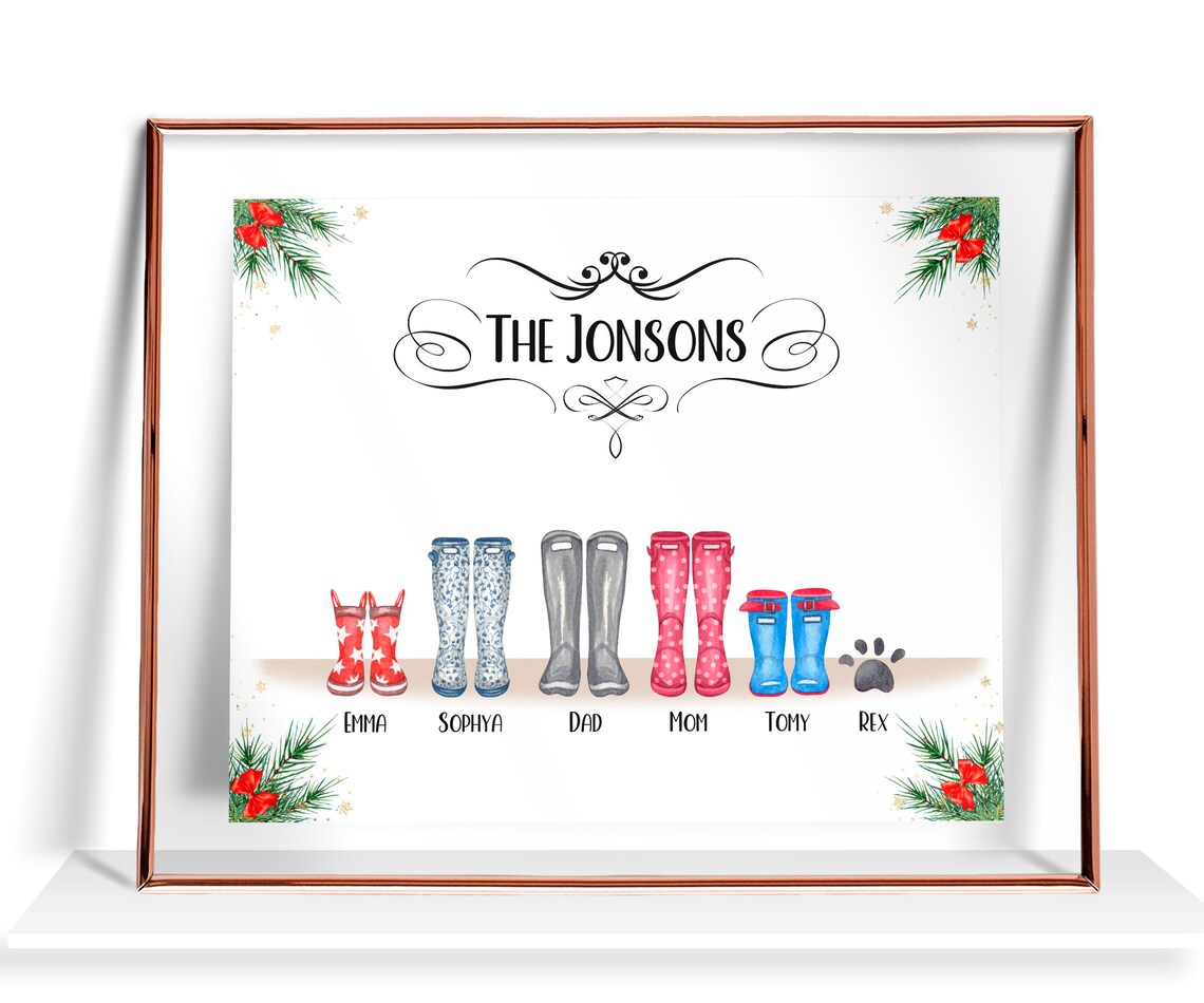 The Jonsons Christmas Welly Boots Family Portrait Holiday Gift Poster