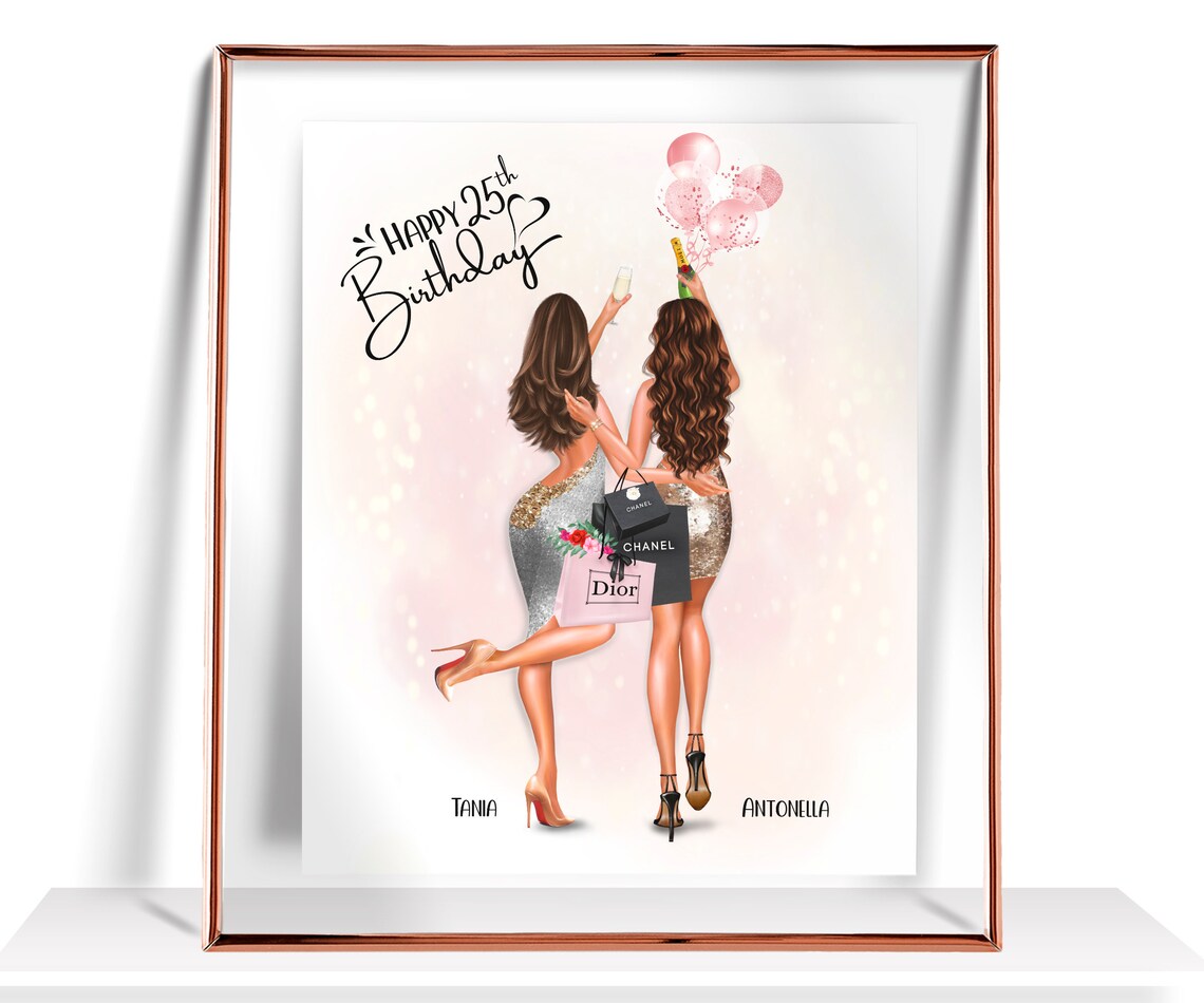 'Happy 25th Birthday' Luxury Shopping Bags Celebration Poster