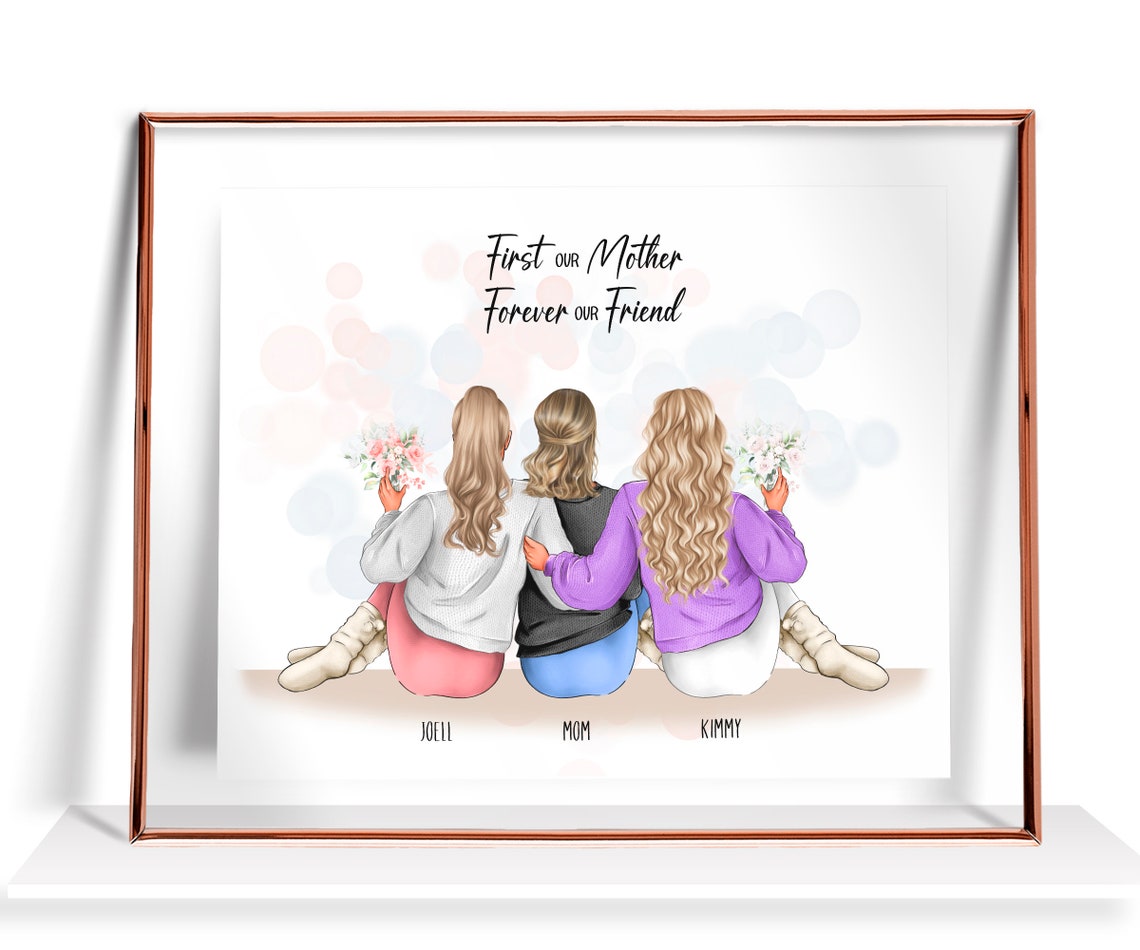 Mom Gifts Mother Daughter Gift Personalized Mothers Day Gift From Daughter Mom Birthday Gift Custom Family Portrait Mother Daughter Print