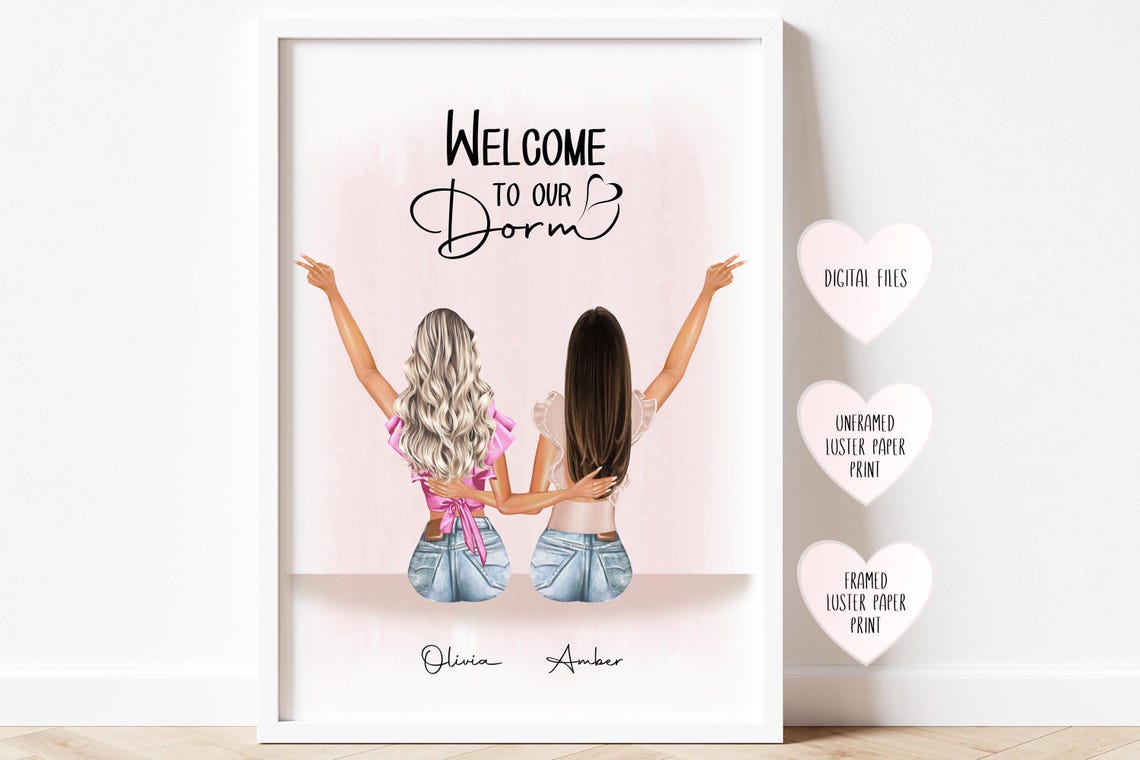 Welcome to Our Dorm Personalized Two Roommates College Art Poster