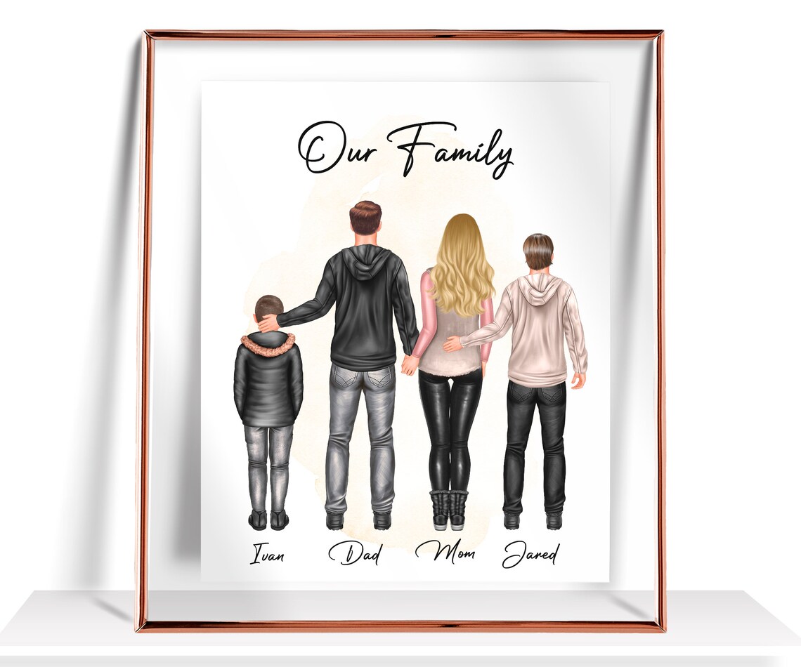 Modern Family of Four 'Our Family' Parents and Two Sons Poster
