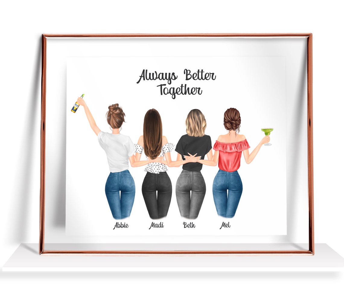 Best Friend Gifts Personalized Gifts 4 Best Friend Gift For Her Birthday Gifts Four Best Friend Gifts 4 Sisters Gift Friendship Print