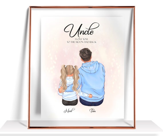 Personalized Uncle Gift From Nephew Or Niece Birthday Gift For Uncle Family Portrait Custom Uncle Print Unique Uncle Birthday Gift Wall Art