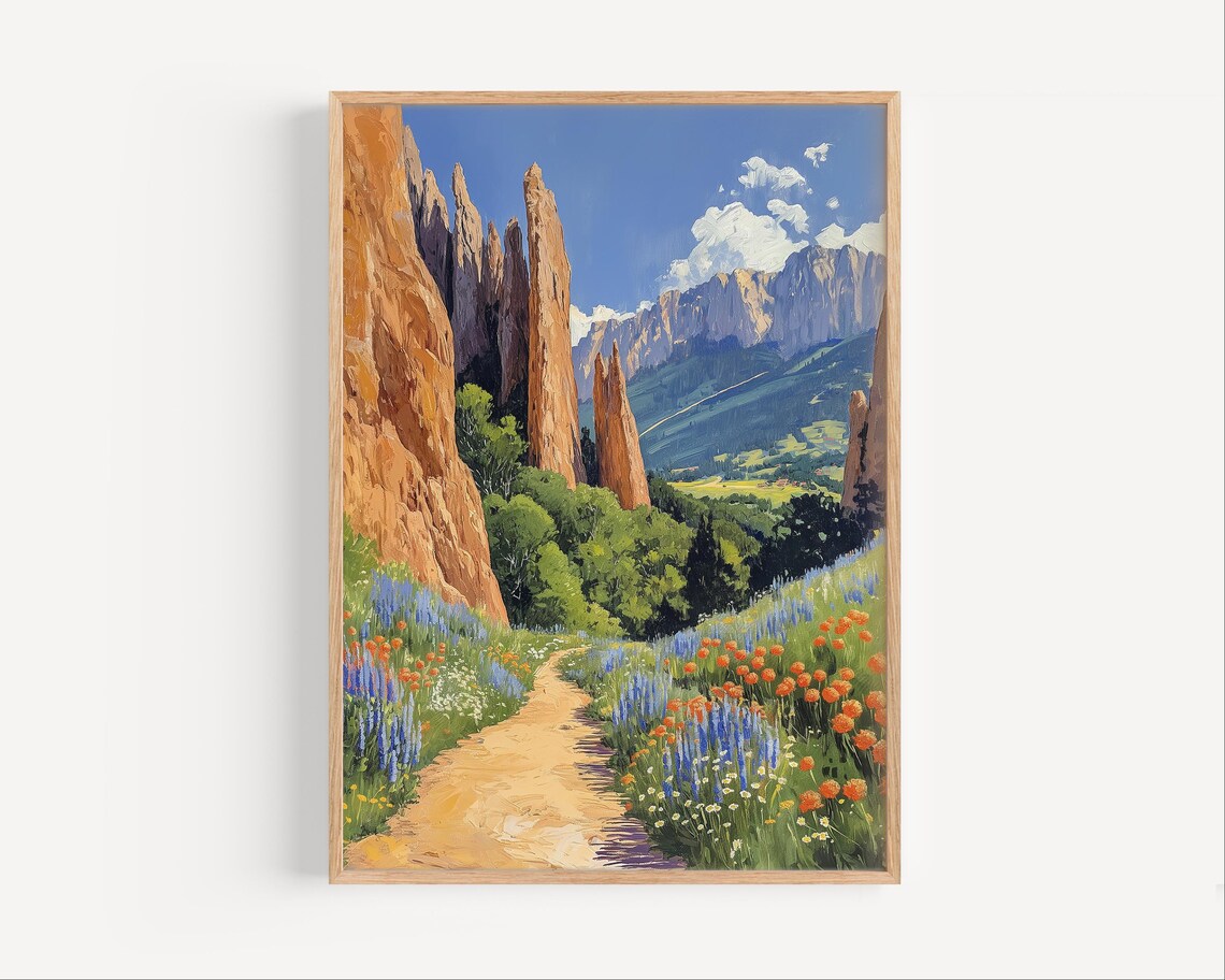 Garden Of The Gods Oil Painting, Colorado Travel Poster