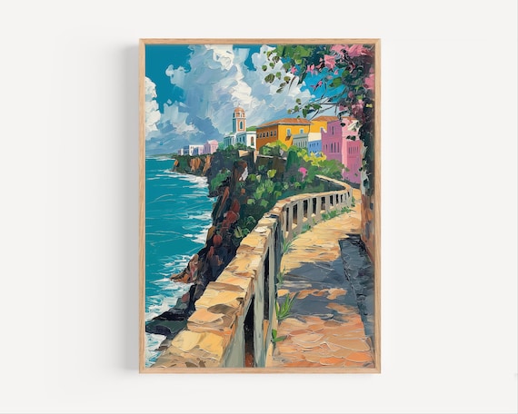 San Juan Puerto Rico Oil-Painting Style Travel Poster