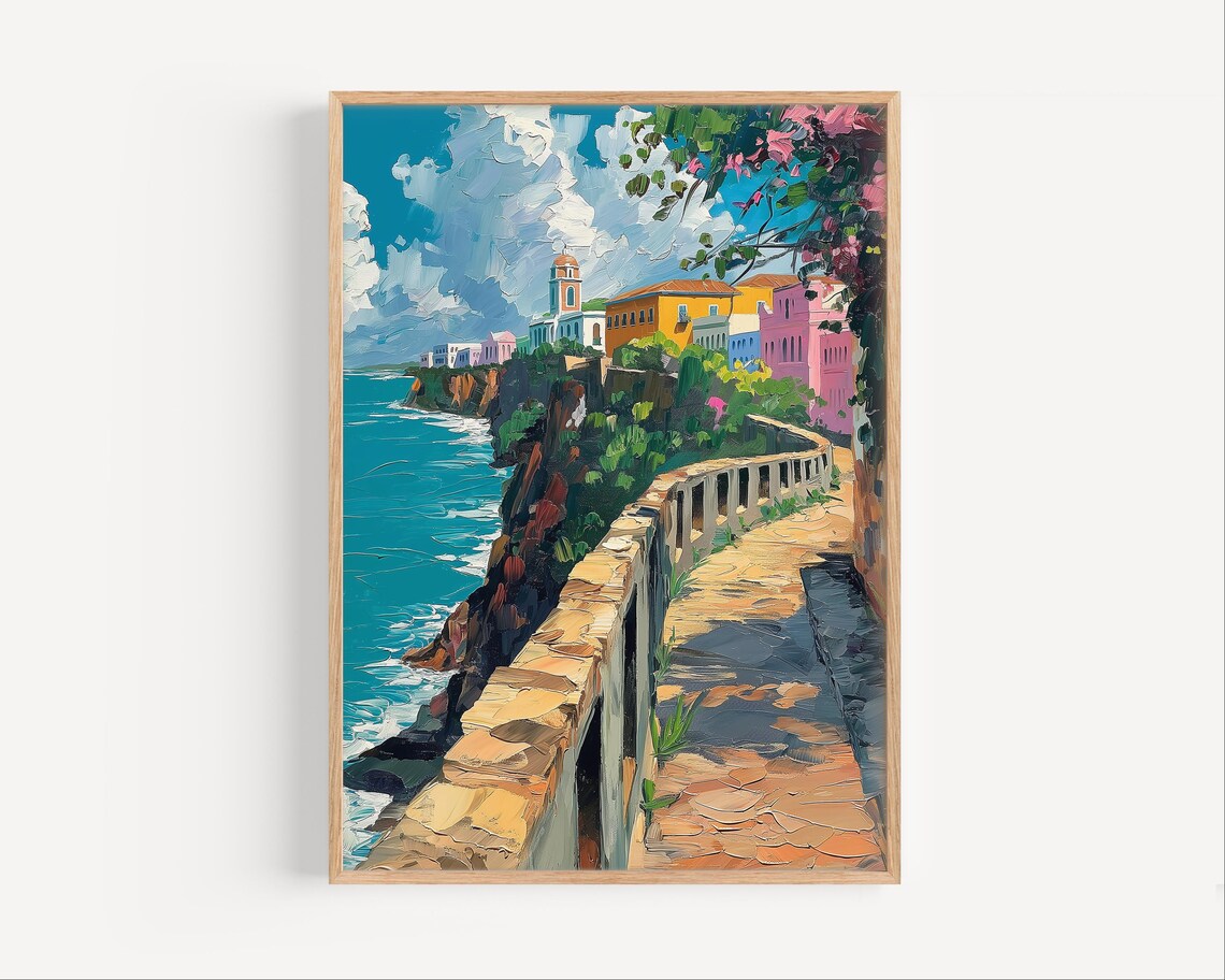 San Juan Puerto Rico Oil-Painting Style Travel Poster