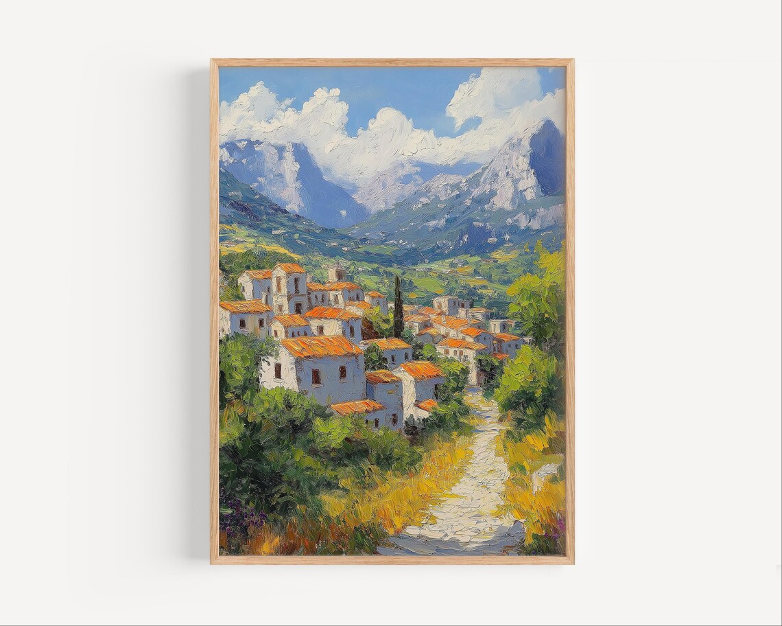 Thiva, Thebes Greece Oil Painting Travel Poster