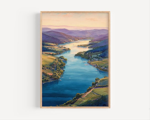 Finger Lakes Sunset Valley Vineyard Watercolor Painting Poster