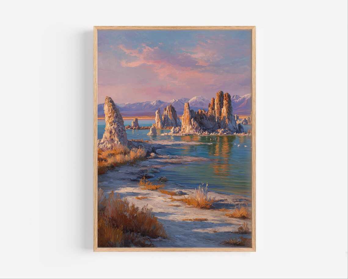 Mono Lake Tufa Towers Shore Morning Mountains Landscape Wall Art