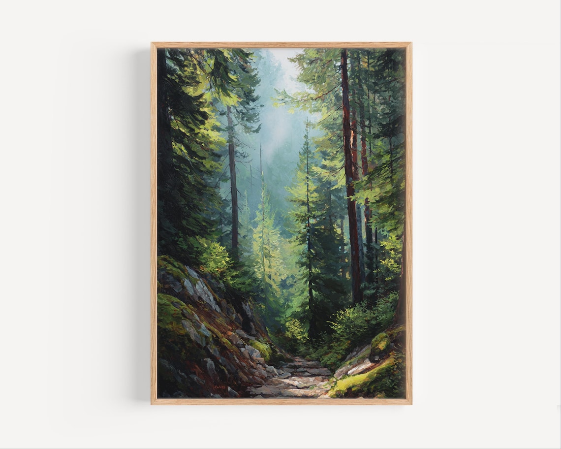 Oregon Forest Trail Art Print, West Coast Nature