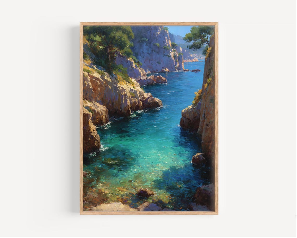Cassis Cote Dazur Oil Painting France Wall Art Poster Or Canvas Print French Riviera Travel Gift Mediterranean