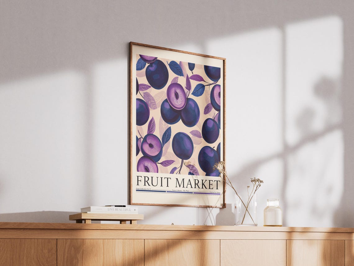 Plum Fruit Market Poster, Kitchen Wall Decor - Image 2