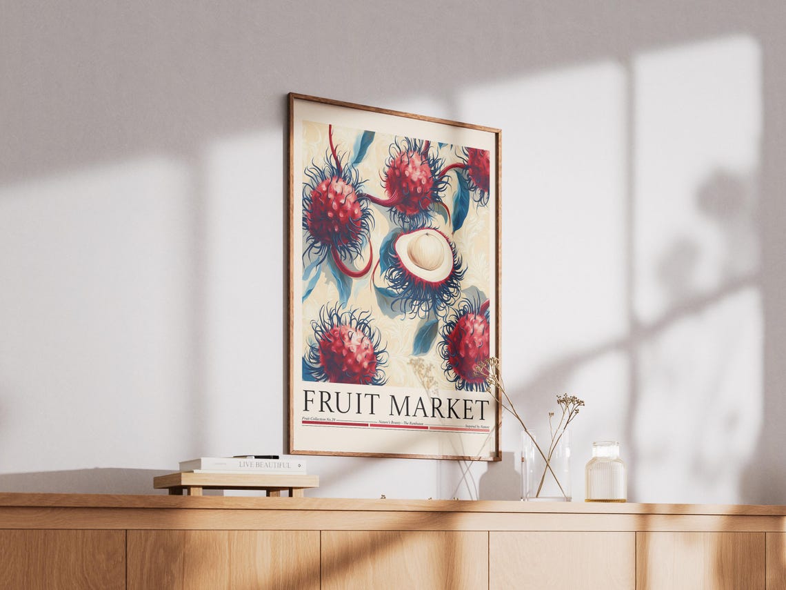 Rambutan Fruit Market Poster, Kitchen Wall Decor - Image 2