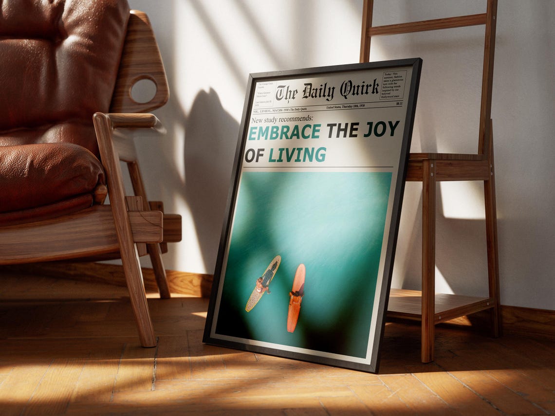 Embrace The Joy Of Living Newspaper Print, Girl Dorm Room - Image 4