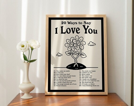 20 Ways To Say I Love You Romantic Flower List Retro Quote Poster