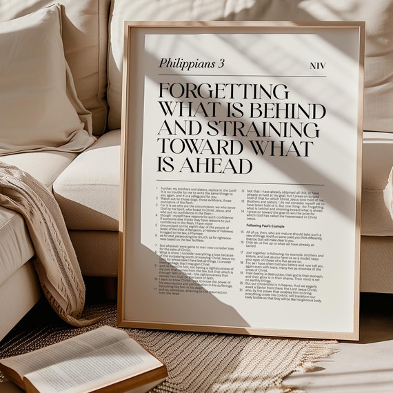 Philippians 3 Forgetting What Is Behind Bible Chapter Poster Bible Verse Wall Art Modern Minimalist Christian Wall Art
