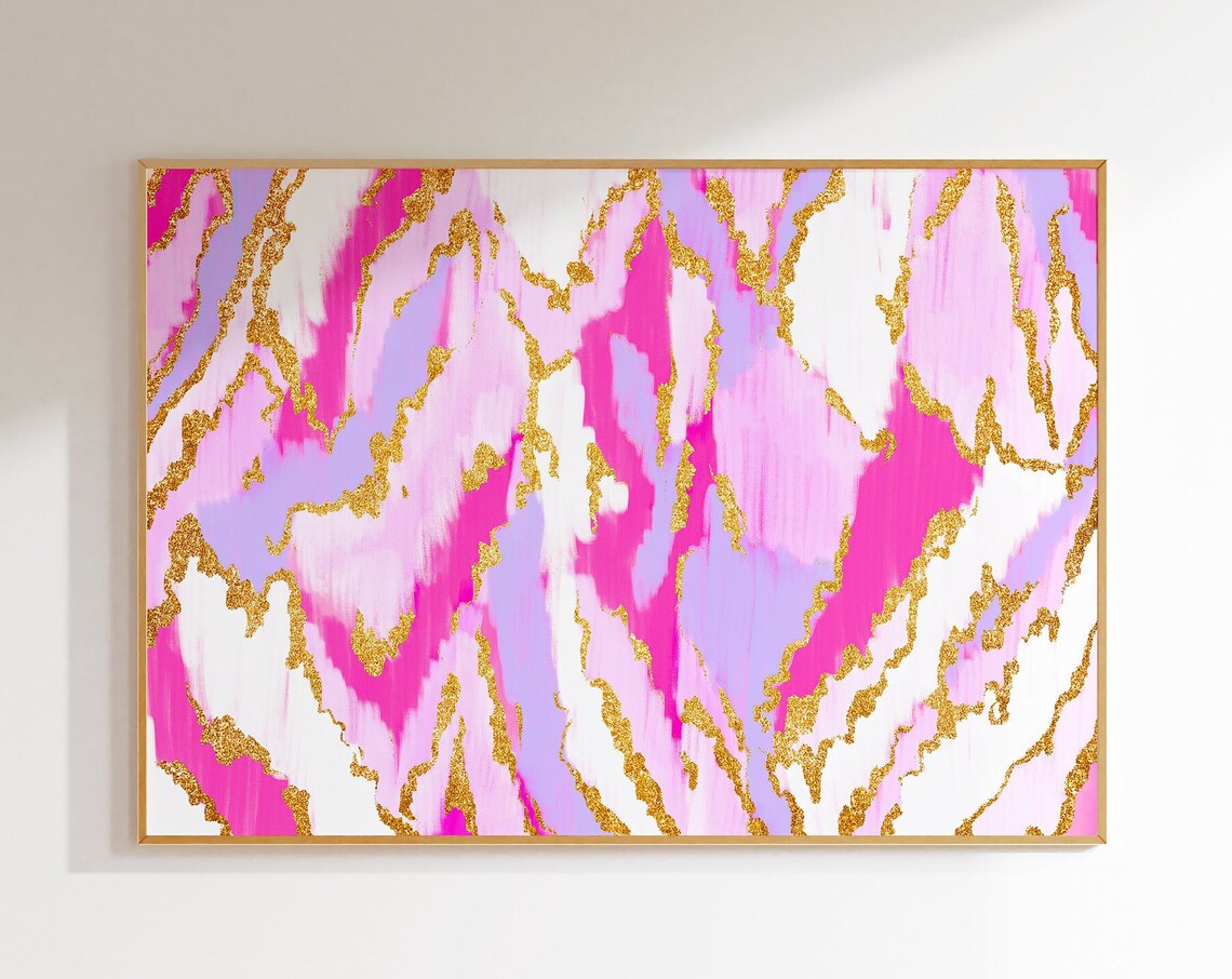 Pink Lavender Abstract Painting, Preppy Room Decor Art Print