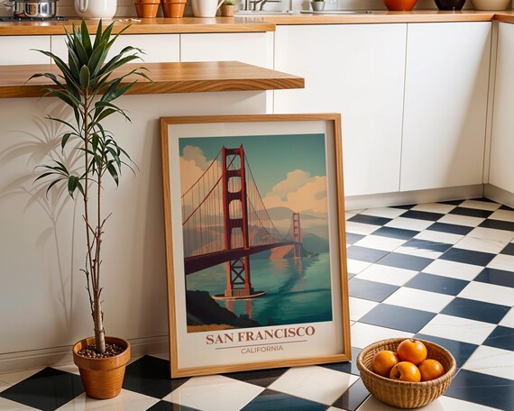 Golden Gate Bridge San Francisco California Vintage Travel Poster