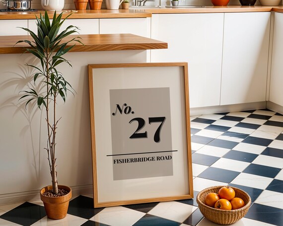 Personalised House Number 27 Fisherbridge Road Modern Hallway Print