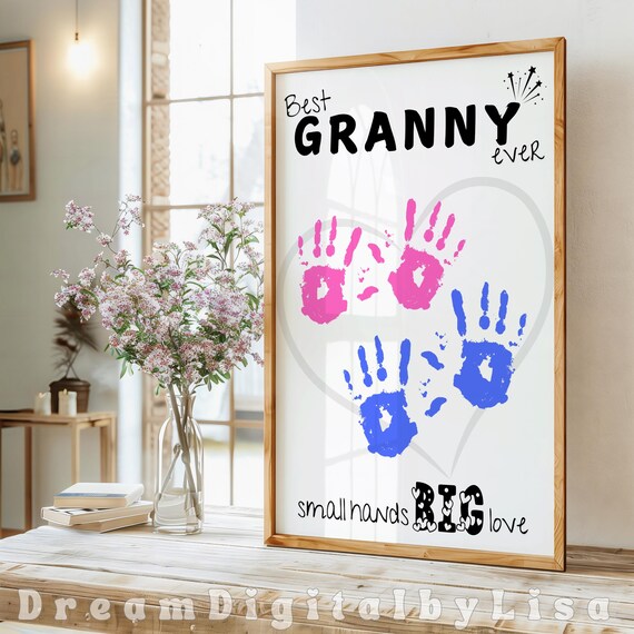 Best Granny Ever Handprint Art, Birthday Gift