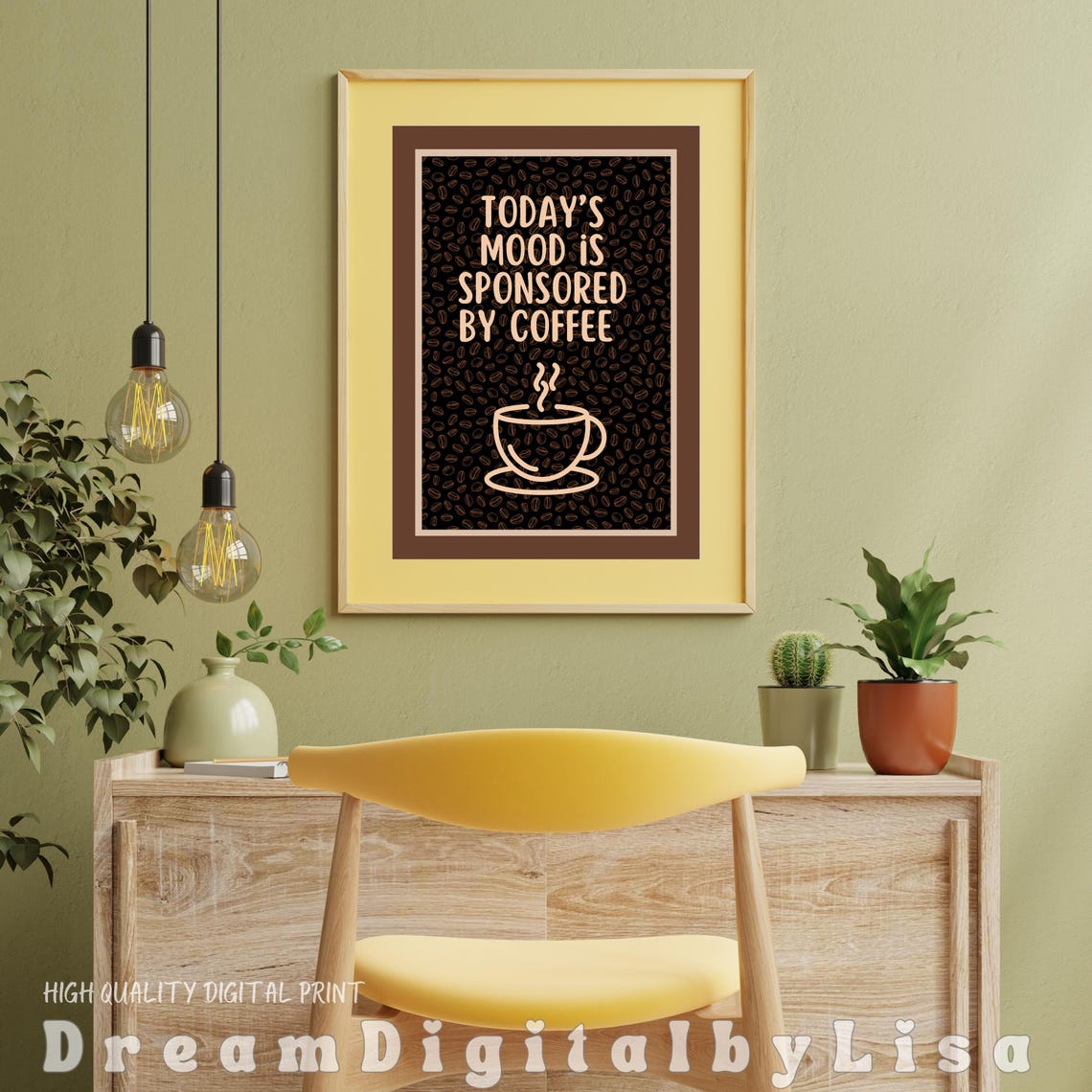Todays Mood Is Sponsored By Coffee Poster Funny Kitchen Quote Artwork - Image 2