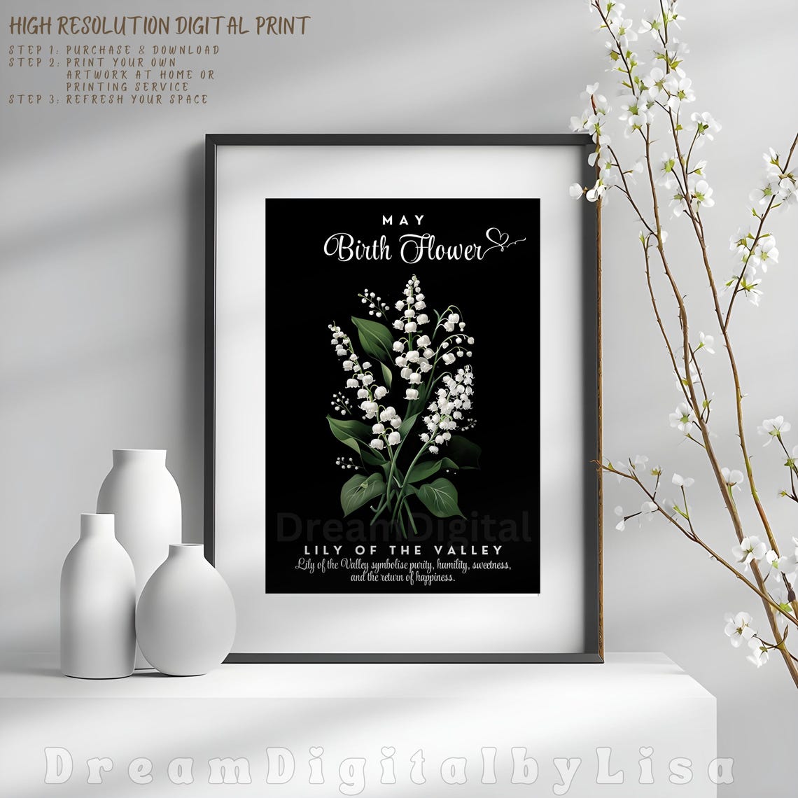 Birth Flower Month May Print Lily Of The Valley Illustration Birth Flower Family Print Birth Flower Gift Floral Art Print - Image 4