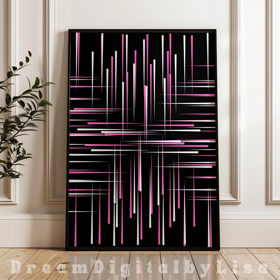 Pink Abstract Geometric Contemporary Criss Cross
