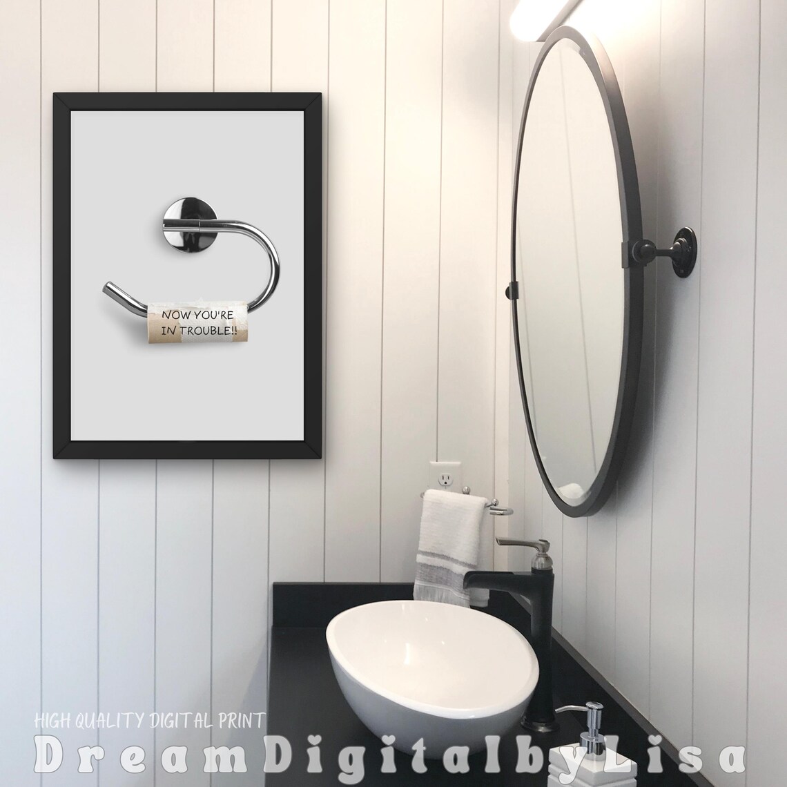 Now Youre In Trouble Funny Toilet Paper Bathroom Humor Poster - Image 3