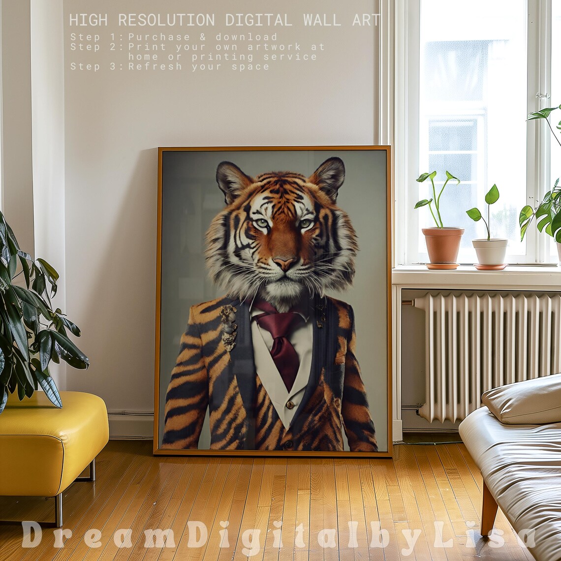 Dapper Tiger In Tailored Suit Portrait Bold Eclectic Animal Poster - Image 2