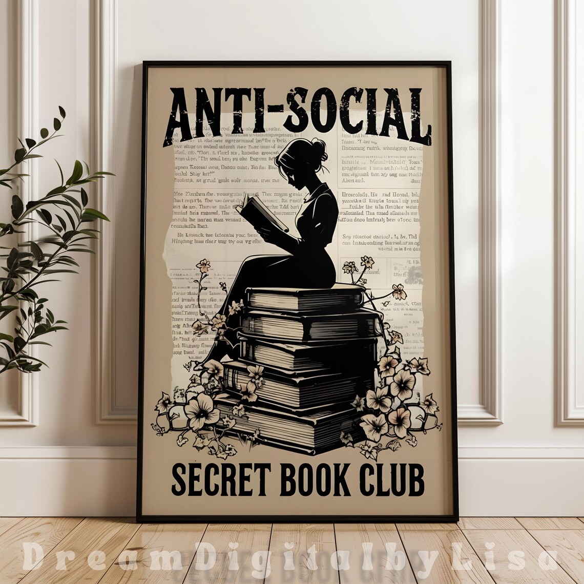 Vintage Book Art Print, Quirky Bookish Gift