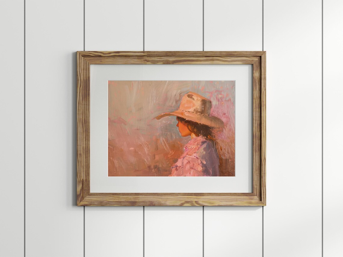 Cowgirl Oil Painting, Western Wall Art Print - Image 2