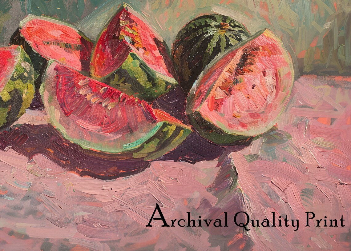 Watermelon Oil Painting, Country Kitchen Art Print - Image 4