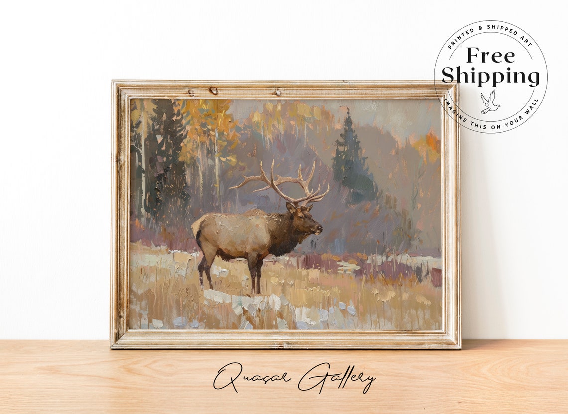 Forest Painting Cabin Wall Art, Landscape Art Print