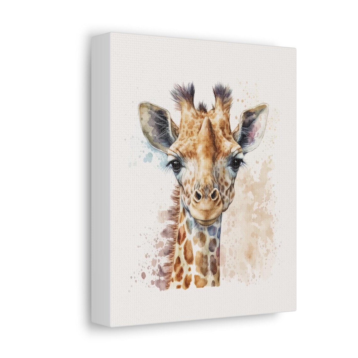 Watercolor Baby Giraffe Face Nursery Safari Animal Portrait Wall Print - Image 3