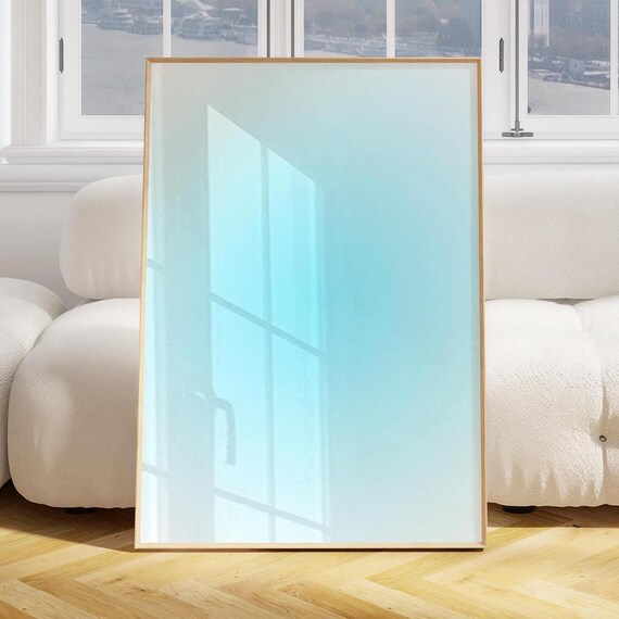 Blue Aura Gradient Minimalist Abstract Trendy Aesthetic Art Poster