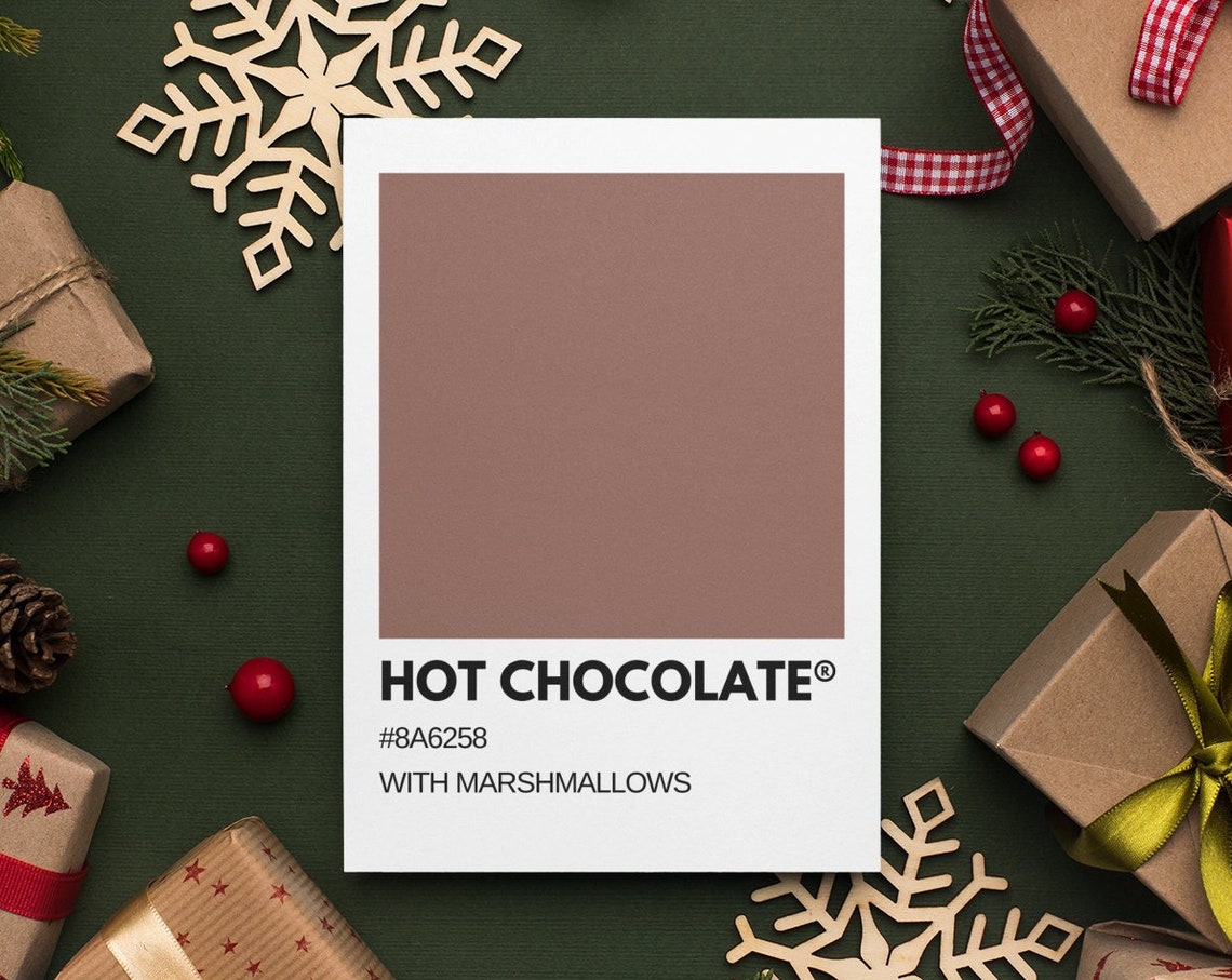 Hot Chocolate With Marshmallows Cocoa Brown Pantone Style Poster