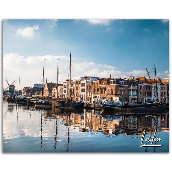 Leiden Netherlands Poster Print Harbor Cityscape Wall Art