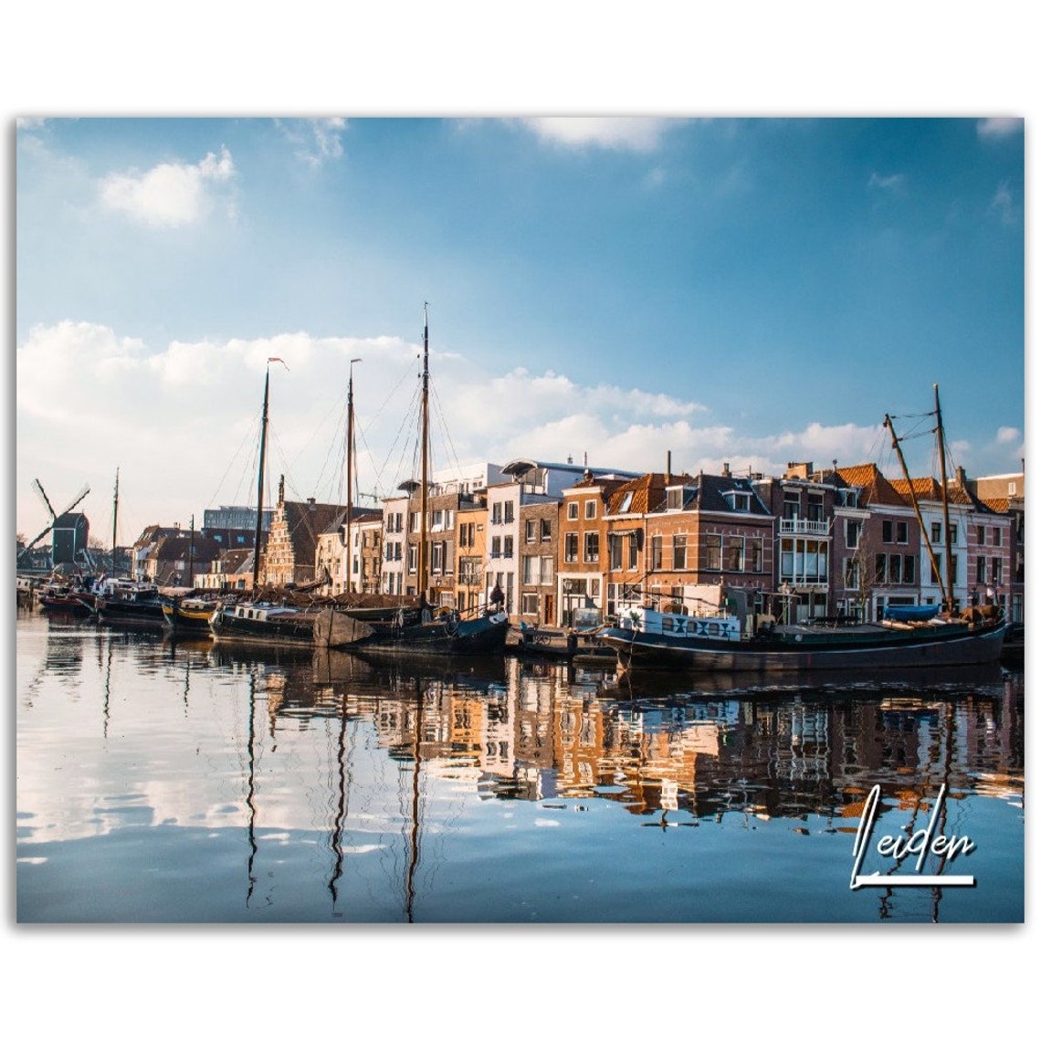 Leiden Netherlands Poster Print Harbor Cityscape Wall Art