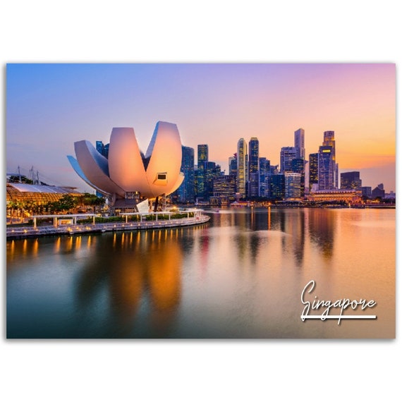 Singapore Skyline Poster Sunset Cityscape Photography Print