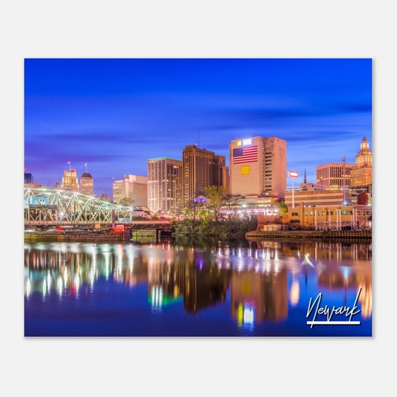 Newark New Jersey Skyline Poster Cityscape Travel Photo Print