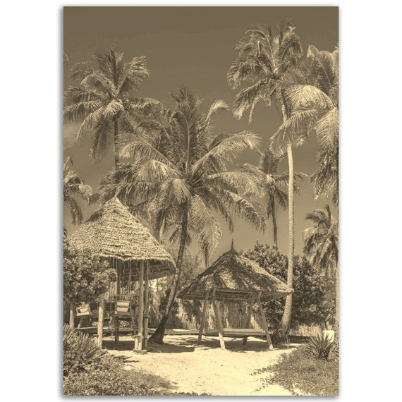 Vintage Zanzibar Print Sepia Tanzania Travel Poster