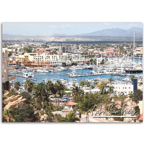 Cabo San Lucas Mexico Marina Yacht Harbor Coastal Travel Poster