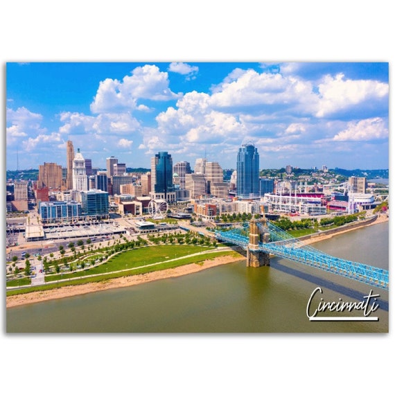 Cincinnati Skyline Poster Ohio Cityscape Wall Art