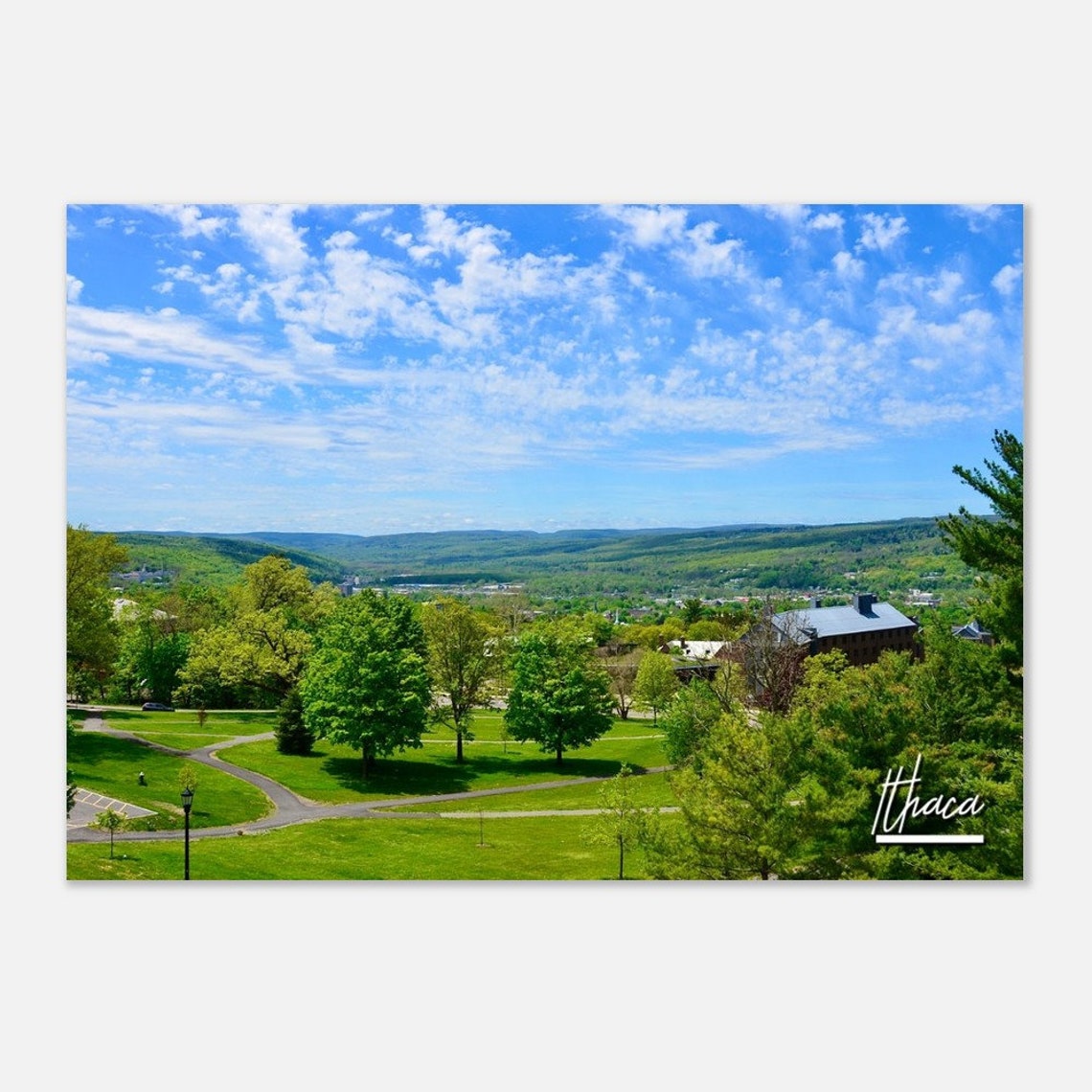 Ithaca New York Green Valley Summer Landscape Scenic View Poster