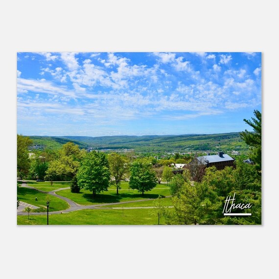 Ithaca New York Green Valley Summer Landscape Scenic View Poster