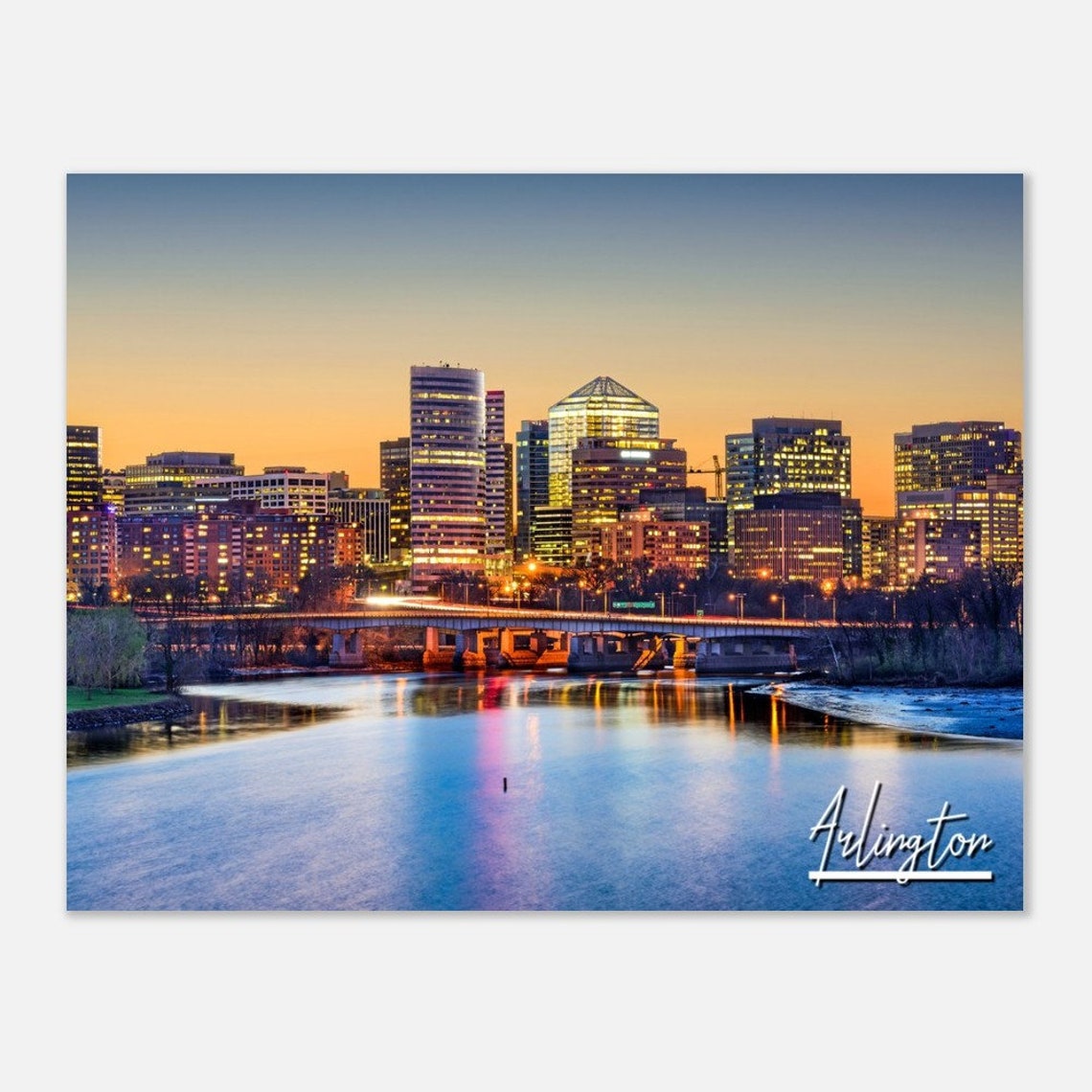 Arlington Virginia Skyline Poster Horizontal Travel Photo Print
