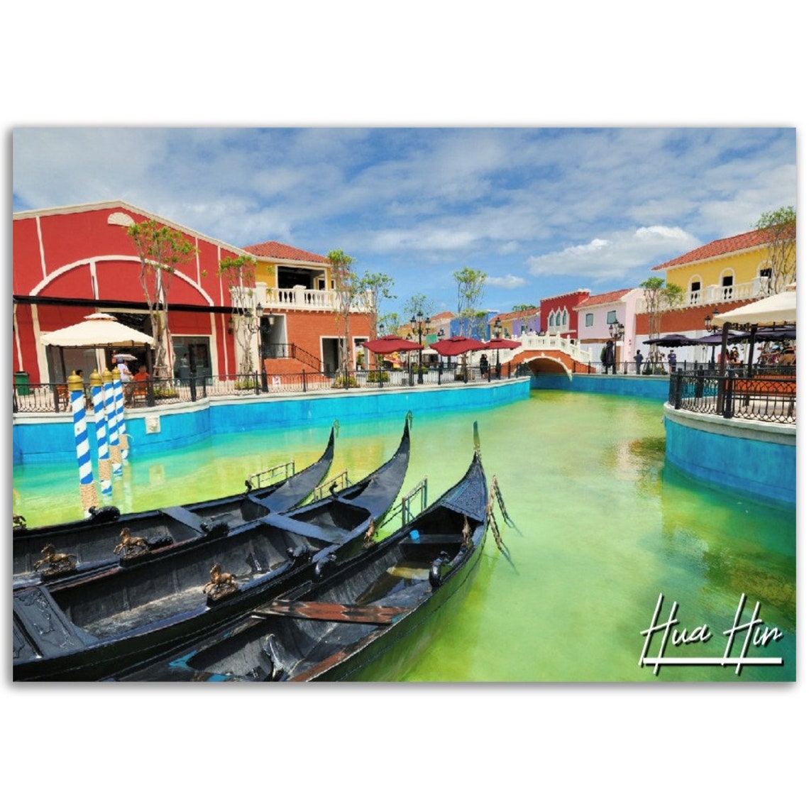 Hua Hin Thailand Venice Canal Gondolas Colorful Travel Poster