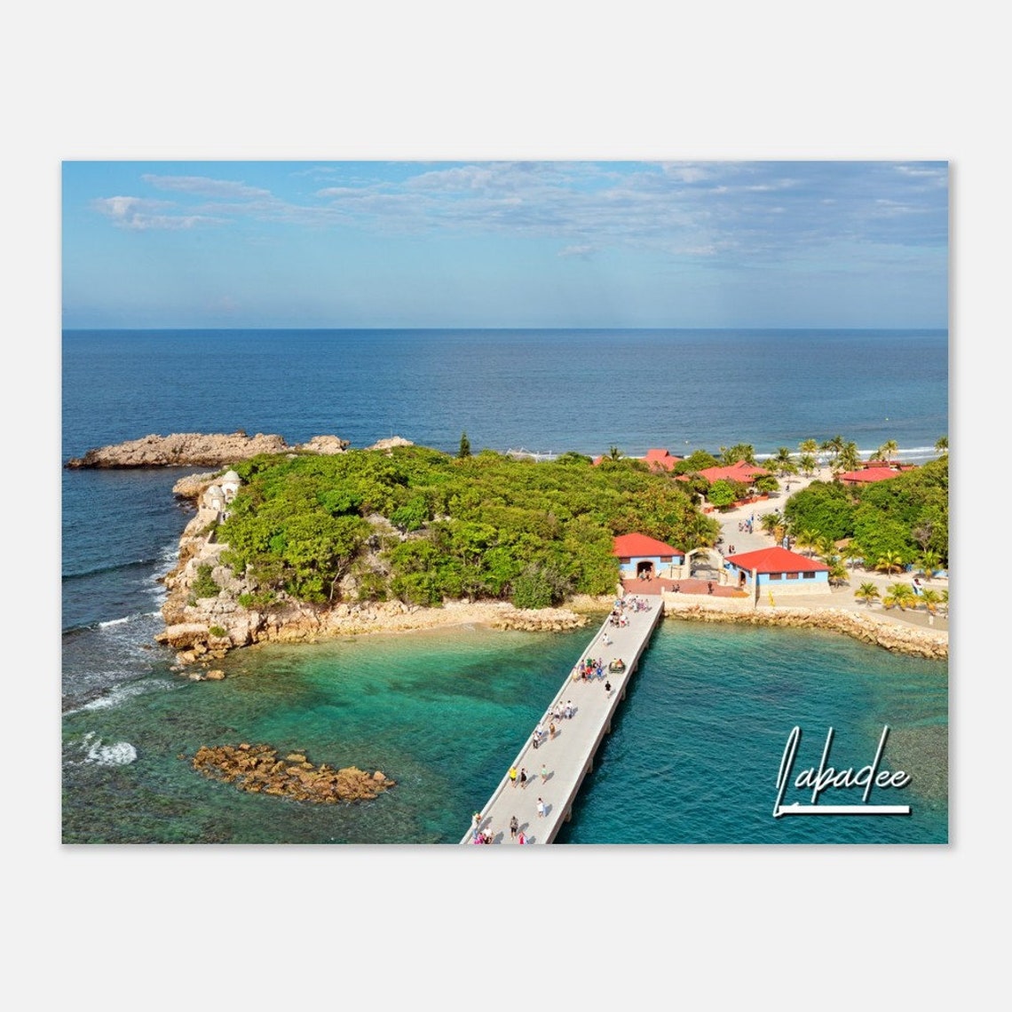 Labadee Haiti Tropical Beach Aerial Pier Turquoise Ocean Travel Poster
