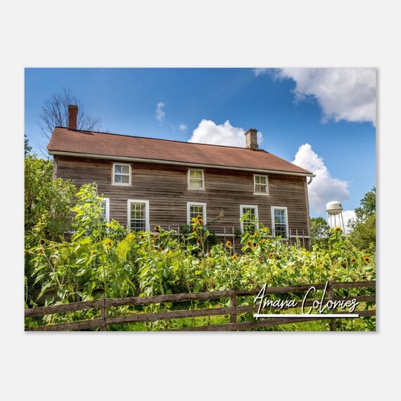 Amana Colonies Iowa Historic Farmhouse Sunflower Field Poster